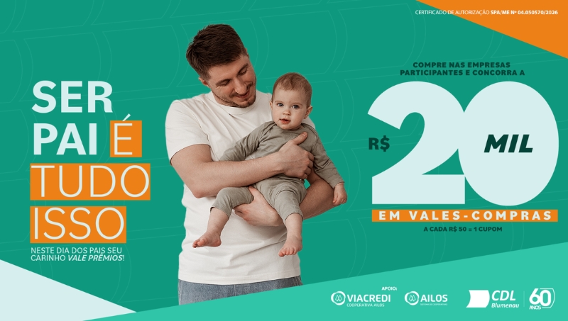 Campanha de Dia dos Pais da CDL Blumenau registra crescimento de 8,5% e premia consumidores