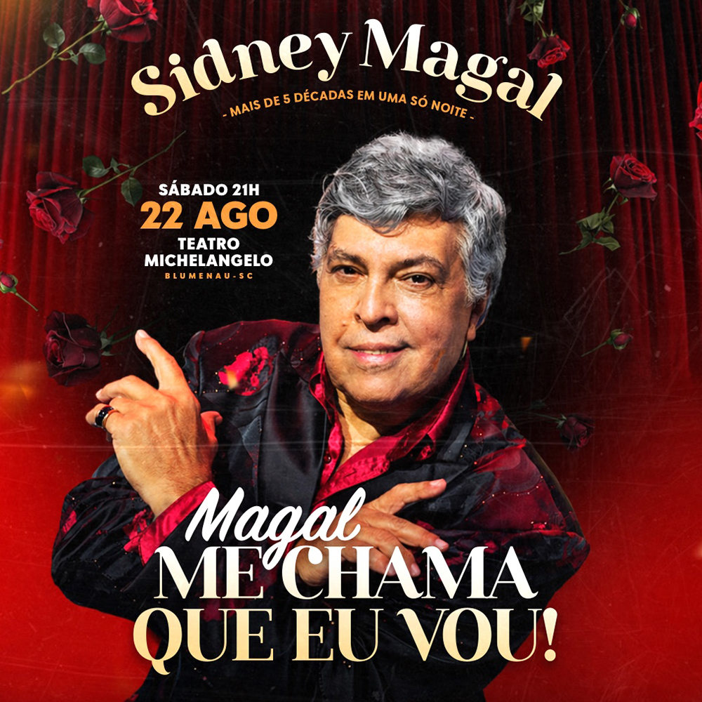 Sidney Magal confirma show em Blumenau e promete noite de nostalgia, romance e clássicos da música brasileira